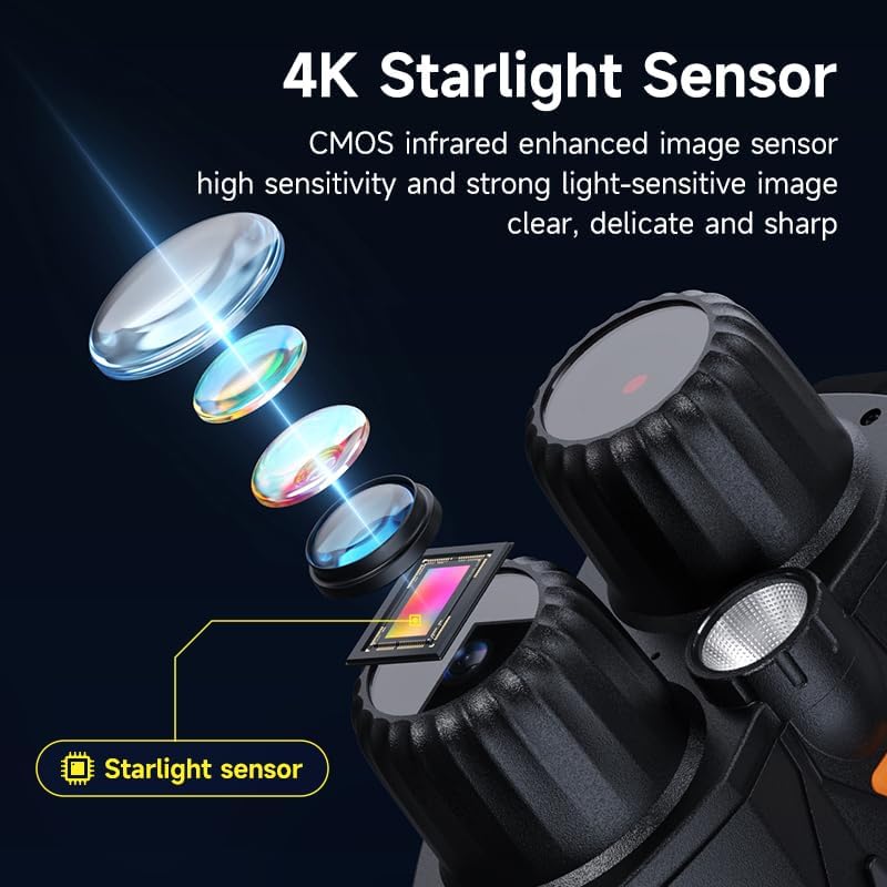 GinoCaco 4K Night Vision Goggles, 1315 FT Night Vision Binoculars for Adults, Infrared Goggles for Hunter 8X Digital Zoom with 32GB TF Card for Photos and Videos, Ideal for Outdoor Camping Observation - Image 2